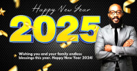 Happy New Year Greeting card Facebook Gedeelde Prent template