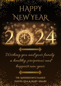 Happy New Year Greeting Card Template A5