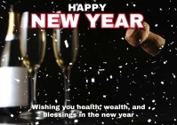 Happy New Year Greetings Postcard template