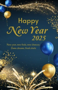 Happy New Year Happy New Year Online Greeting Card 2025 Tablóide template