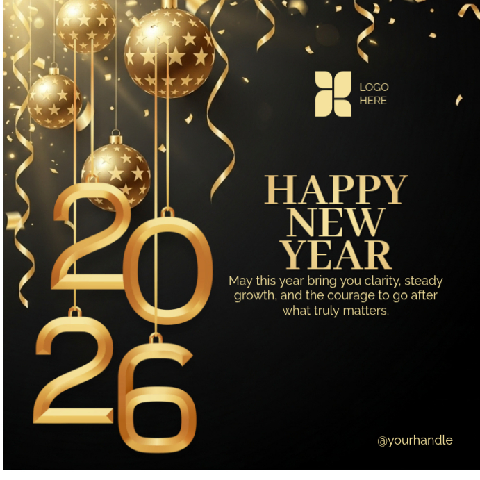 Happy New Year Instagram Post Template | Modern Gold Party Design ...