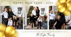 White Family New Year Celebration Facebook Shared Image Template