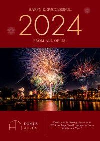 happy new year minimal greeting card A6 template