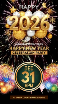 happy new year party Historia de Instagram template