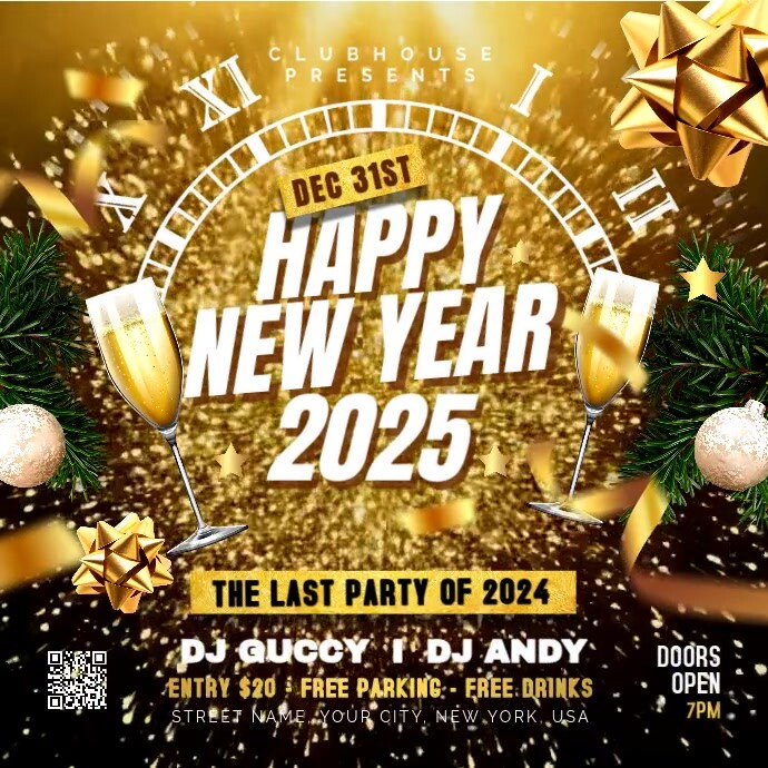 Happy new year party Instagram 帖子 template