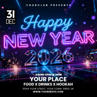 Happy New Year Party Flyer Instagram Post template