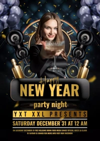 Happy new year party poster A6 template
