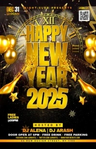 Happy New Year Party Video Flyer Tabloid template