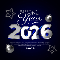 Happy New Year Poster Vierkant (1:1) template
