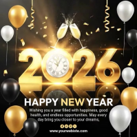 Happy New Year Poster Square (1:1) template