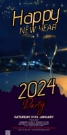 Happy New Year Roll Up banner Oprolbanier 3'×6' template