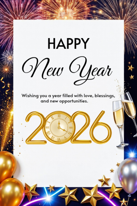 Plantilla de Happy New Year template 2026 | PosterMyWall
