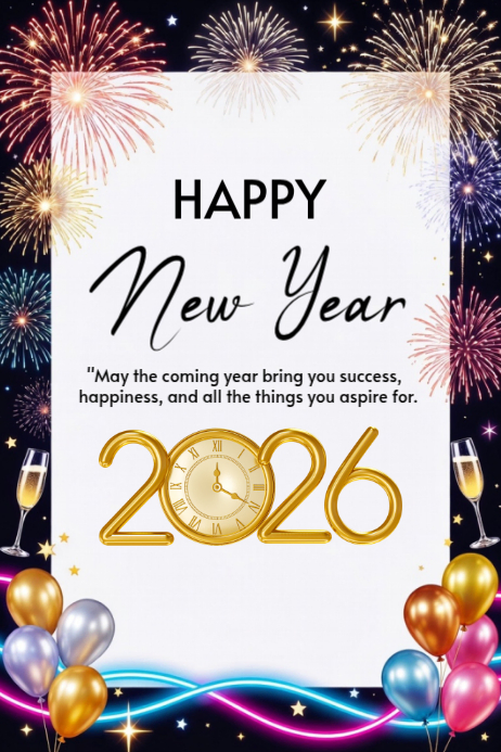 Plantilla de Happy New Year template 2026 | PosterMyWall