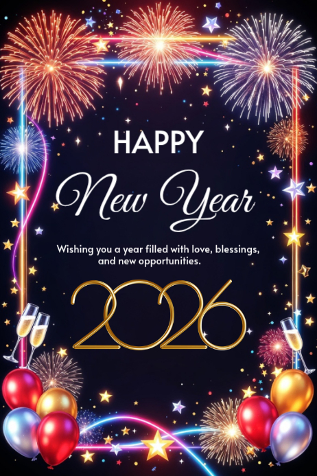Plantilla de Happy New Year template 2026 | PosterMyWall