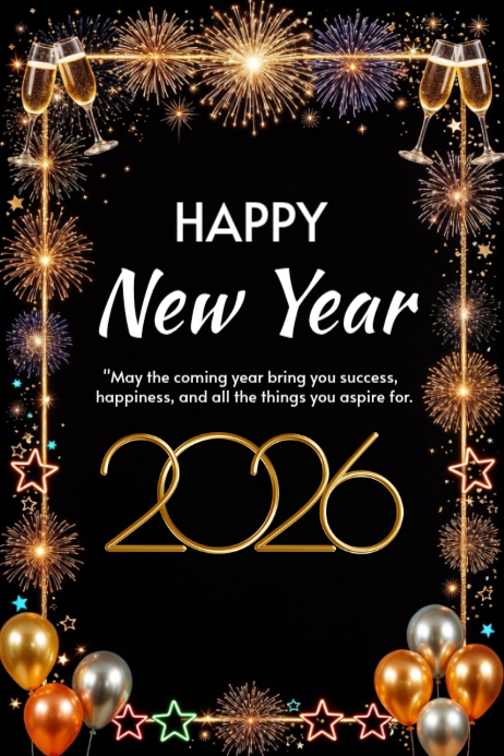 Plantilla de Happy New Year template 2026 | PosterMyWall