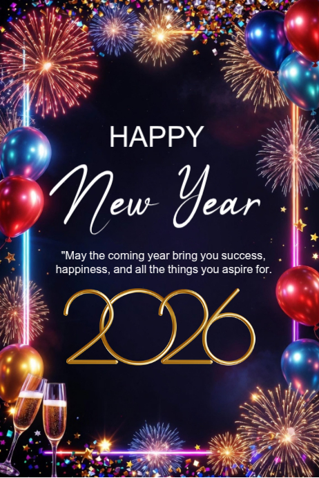 Plantilla de Happy New Year template 2026 | PosterMyWall