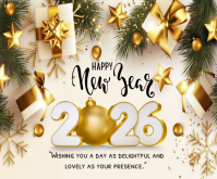Happy New Year template 2026 Rectangle moyen