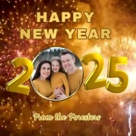 Joyful Happy new year video with picture fireworks gold Instagram Post template
