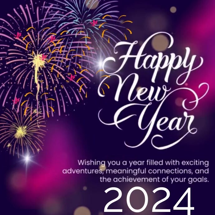 Happy new year wish 2024 free template video Quadrat (1:1)