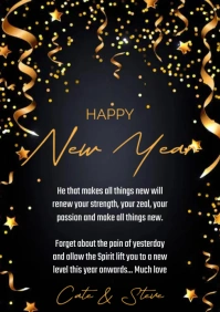 Happy new year wishes with a prayer message A5 template