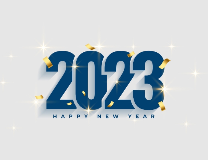 Happy new year with 2023 text confetti design Volantino (US Letter) template