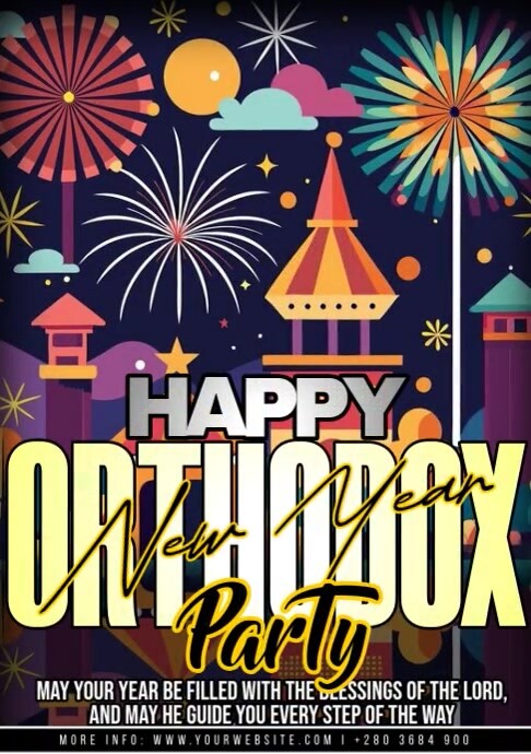 Happy Orthodox New year Party A4 template