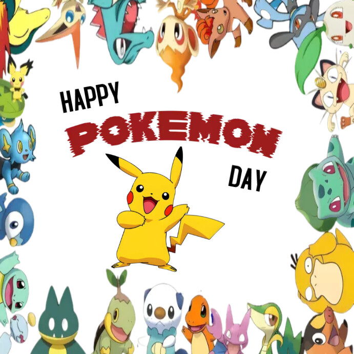 Happy Pokemon day flyer Instagram Plasing template