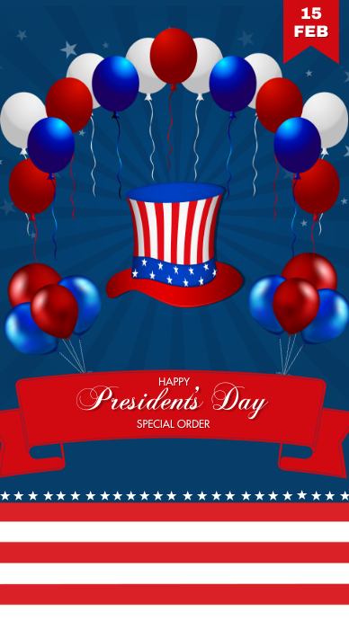Happy President's Day Ekran reklamowy (9:16) template