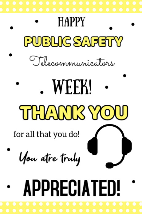 Happy Public Safety Telecommunicators Week card printable Banner 4' × 6' template