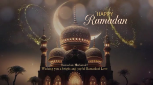 happy ramadan animated card twitter post template