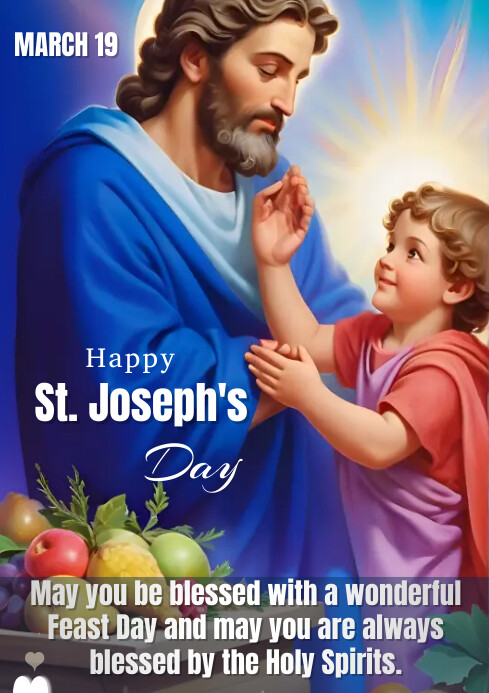 Happy Saint Joseph's day wish card A4 template