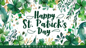 白色 happy saint patrick's day, st. paddies day, s Digital Display Template
