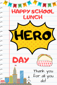 Happy School Lunch Hero Day Tag Banner 4' × 6' template