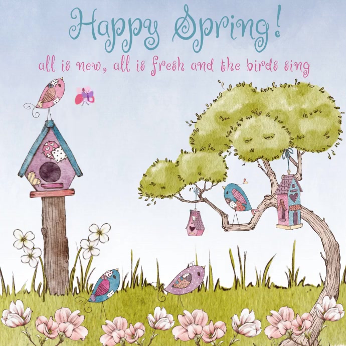 Happy Spring Season Cartoon