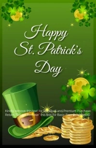 Happy St. Patrick's Day - Glittery Half Page Wide template