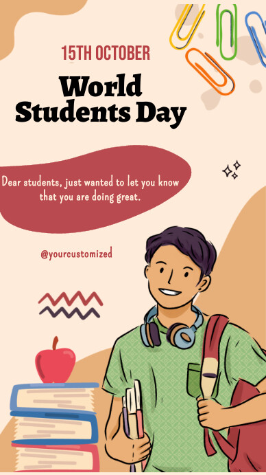 happy students day,world students day Instagram Story template