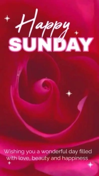 Happy Sunday animation template pink floral Digital Display (9:16)