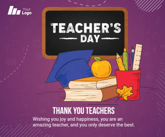 Happy Teacher's Day Duży prostokąt template