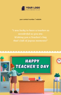 Happy Teacher's Day Flyer Media Página Ancho template