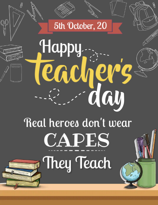 Happy Teacher's Day Flyer Template Ulotka (US Letter)