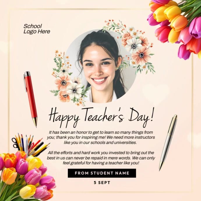 Teacher Post Examples Happy Teacher's Day Post Template | PosterMyWall