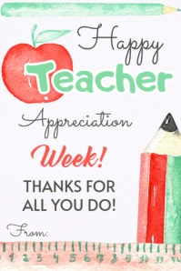 Happy Teacher Appreciation Week Tag Banner 4' × 6' template