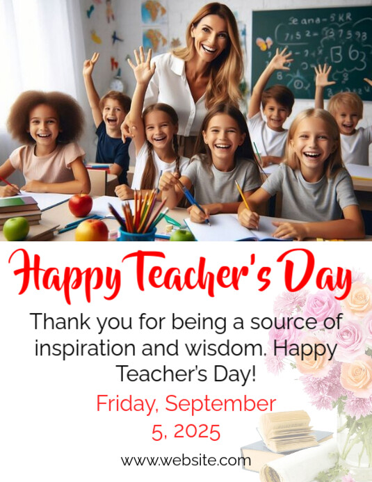 Happy Teacher Day Flyer (us Letter) Pamflet (VSA Brief) template