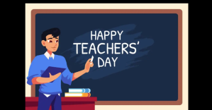 Fioletowy Happy teachers day Facebook Ad Template