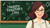 Happy Teachers Day written in a chalkboard Blog Header template