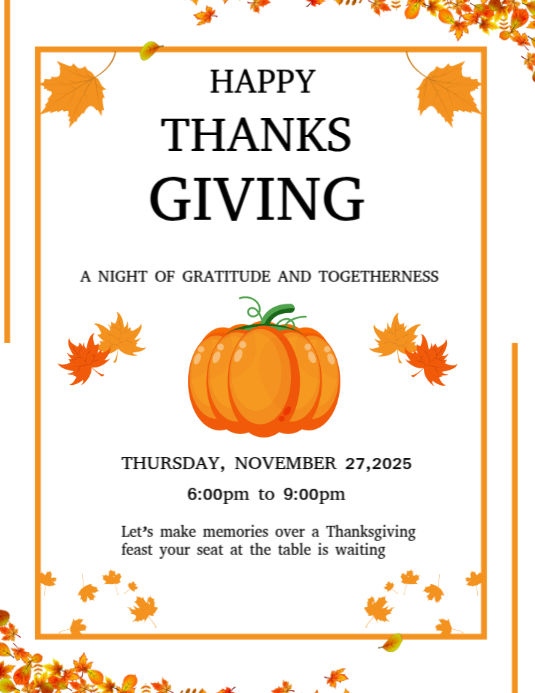 Happy Thanksgiving 🦃 Flyer Template | PosterMyWall