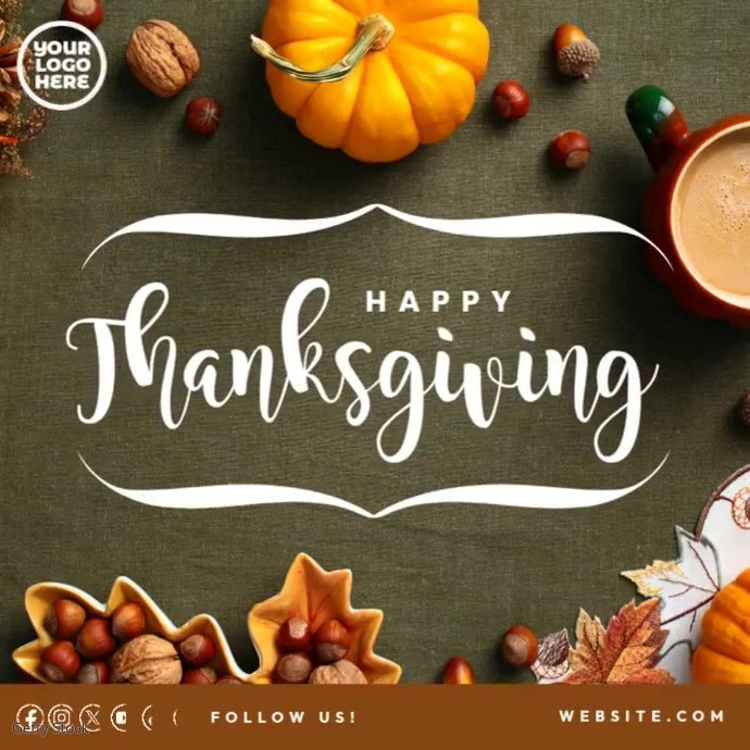 Happy Thanksgiving Autumn Fall Pumpkin Harvest Greetings Card Online Instagram 帖子 template