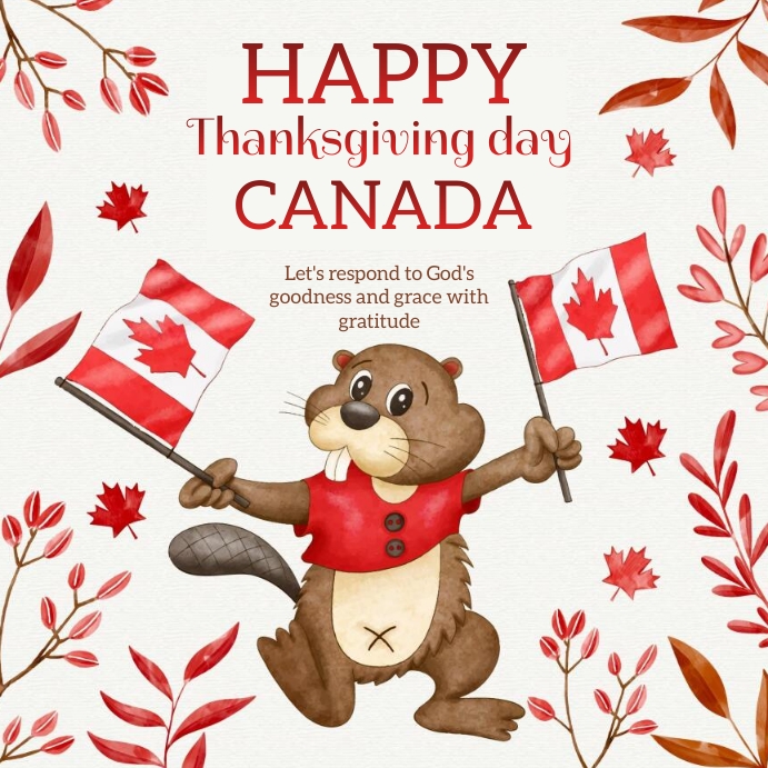 happy thanksgiving CANADA card TEMPLATE Publicação no Instagram