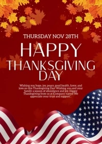 Happy thanksgiving day America design template A4