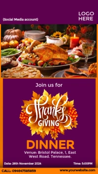 Happy Thanksgiving Day Dinner Instagram Story template